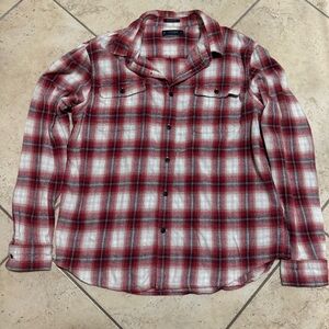Lucky Brand Red and White Plaid Men's Shirt